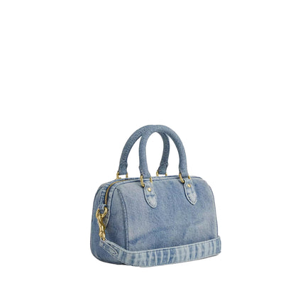 Coach Women's  Mini Rowan Crossbody Bag In Loved Denim With Charms Gold/Light Indigo
