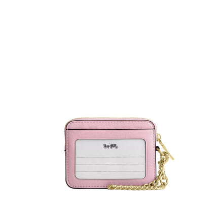Coach Women's Zip Card Case With Quilting Gold/Carnation