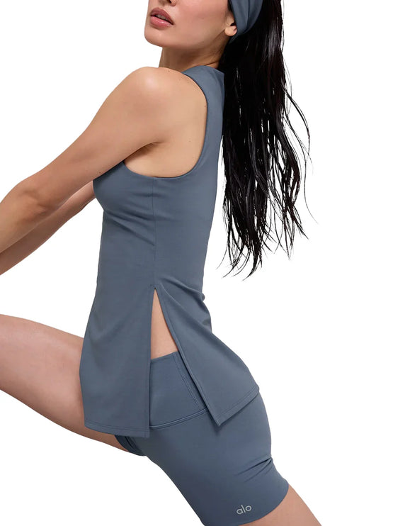 alo Women's Softsculpt Precision Full Length Bra Tank Bluestone