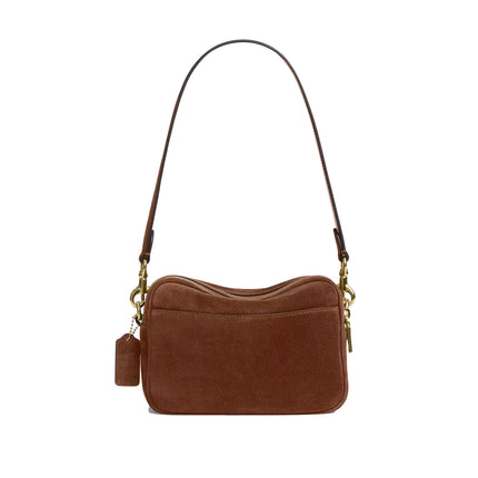 Coach Women's Mini Carey Crossbody Bag Suede/Gold/Warm Brown