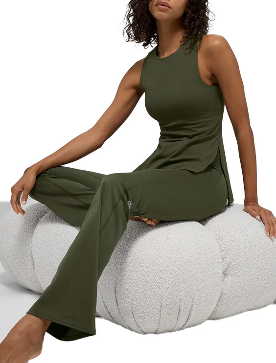 alo Women's Softsculpt Precision Full Length Bra Tank Green Olive