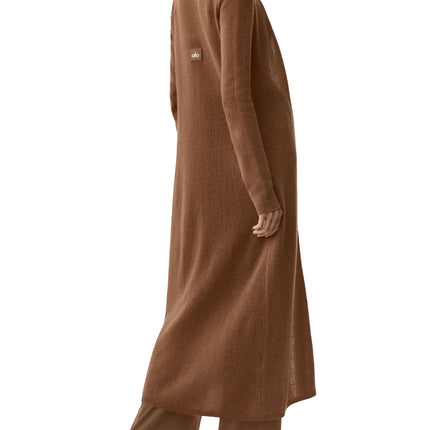 alo Women's Sheer Cashmere Long Cardigan Sun Kissed Brown