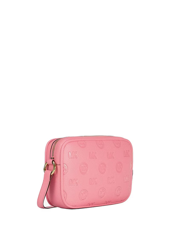 Michael Kors Women's Jet Set Travel Large Logo Debossed Camera Crossbody Bag Carnation/Gold