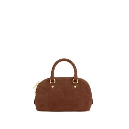 Coach Women's Lara Mini Satchel Bag Suede/Gold/Warm Brown