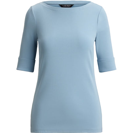 Polo Ralph Lauren Women's Stretch Cotton Boatneck Tee Blue Note