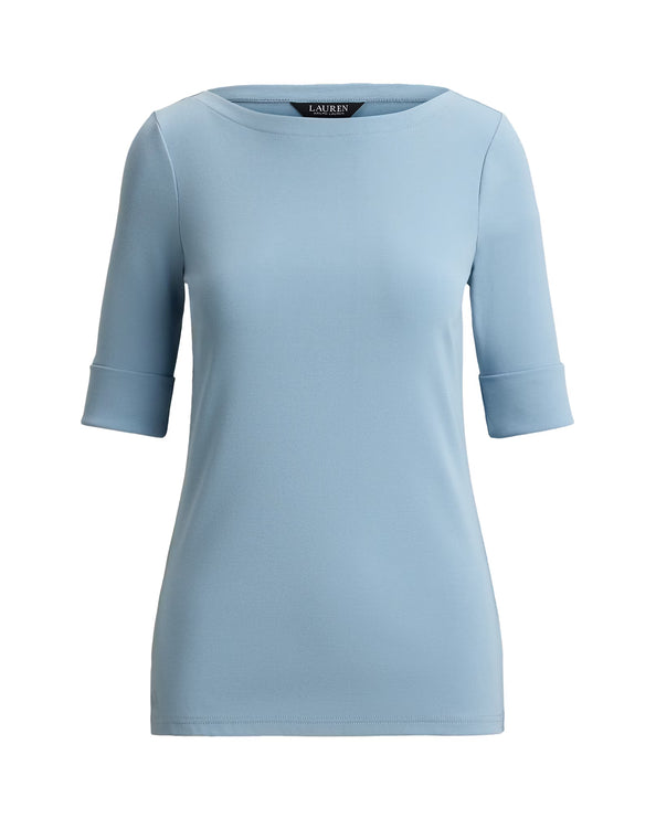 Polo Ralph Lauren Women's Stretch Cotton Boatneck Tee Blue Note