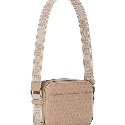 Michael Kors Women's Maeve Large Signature Logo Crossbody Bag Khaki/Gold