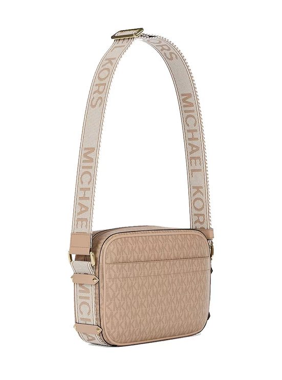 Michael Kors Women's Maeve Large Signature Logo Crossbody Bag Khaki/Gold