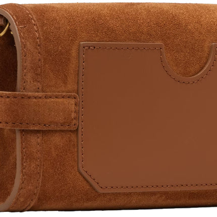 Balmain Women's B-Buzz Pouch 23-Calfskin Suede Brown