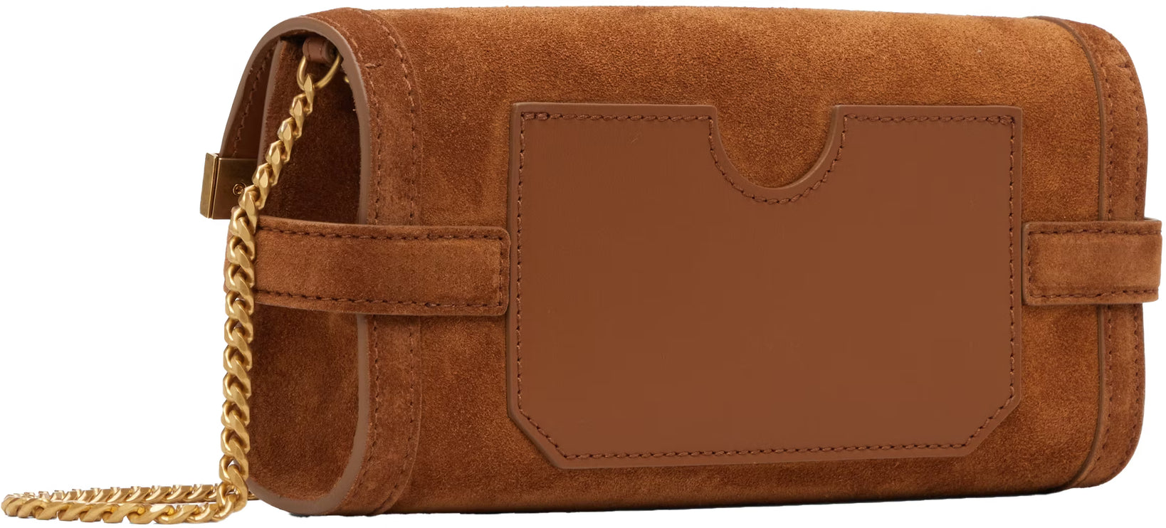 Balmain Women's B-Buzz Pouch 23-Calfskin Suede Brown