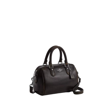 Coach Women's Mini Rowan Crossbody Bag In Loved Leather Silver/Black Brown