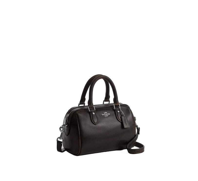 Coach Women's Mini Rowan Crossbody Bag In Loved Leather Silver/Black Brown