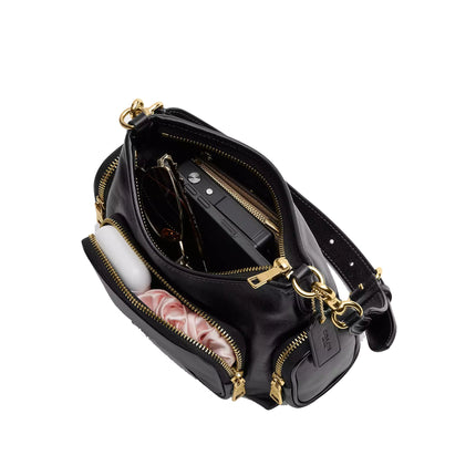Coach Women's Laurel Shoulder Bag 22 With Pockets Gold/Black