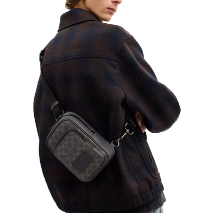 Coach Unisex Racer Sling Pack In Signature Canvas Gunmetal/Grey/Charcoal