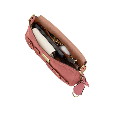 Coach Women's Etta Small Flap Shoulder Bag With Floral Applique Gold/Blush Pink