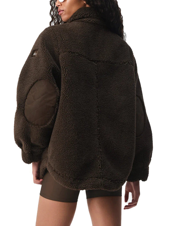 alo Unisex Sherpa Edge Shacket Espresso