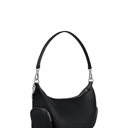 Michael Kors Women's Merritt Small Pebbled Leather Convertible Crossbody Bag Black/Silver