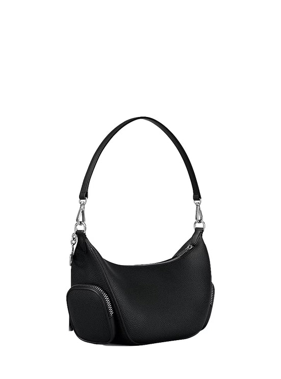 Michael Kors Women's Merritt Small Pebbled Leather Convertible Crossbody Bag Black/Silver