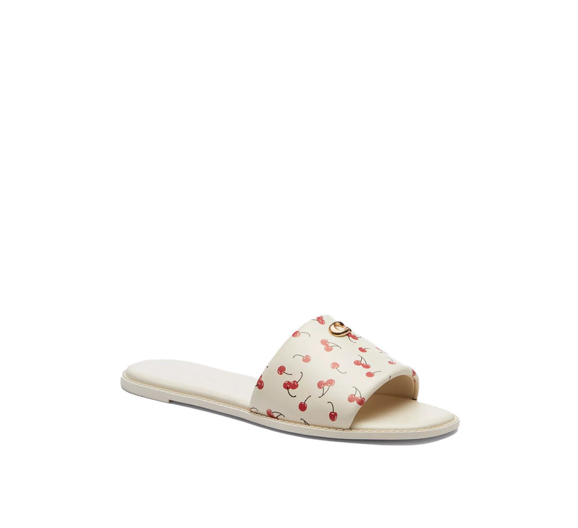 Coach Women's Holly Sandal With Cherry Print Chalk Multi