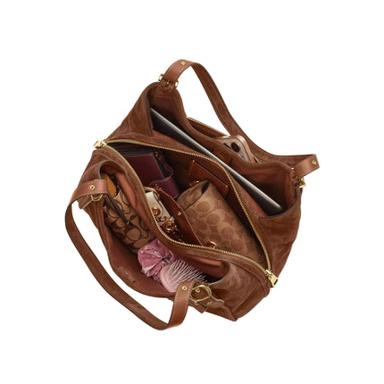 Coach Women's Erin Shoulder Bag Suede/Gold/Warm Brown
