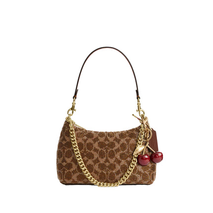 Coach Women's Teri Shoulder Bag In Signature Satin Gold/Tan
