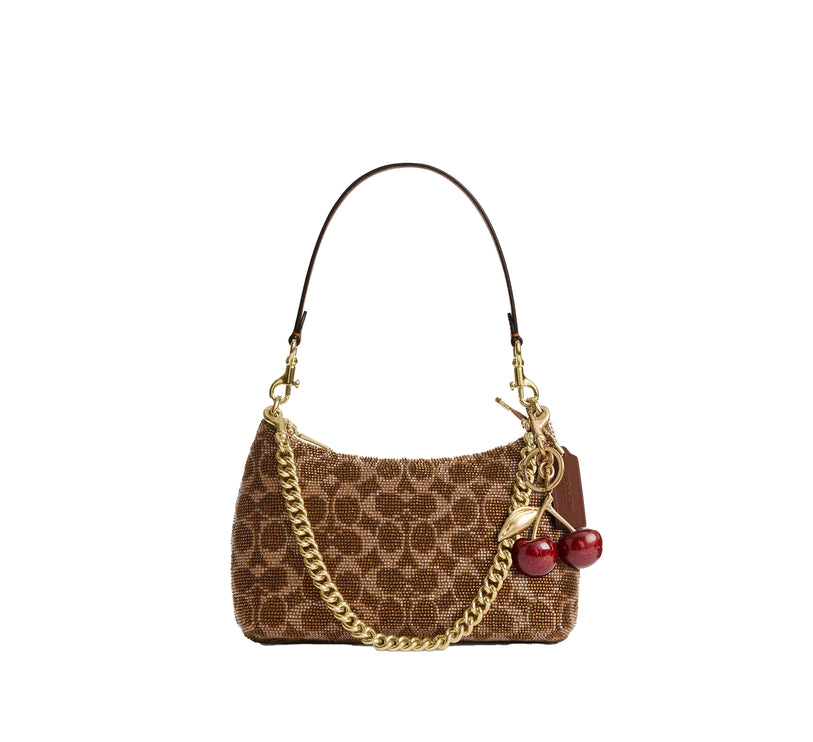 Coach Women's Teri Shoulder Bag In Signature Satin Gold/Tan