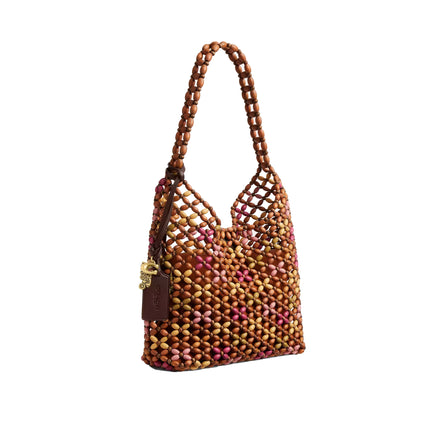 Coach Women's Brooklyn Shoulder Bag 28 With Wooden Beading Brass/Maple Multi