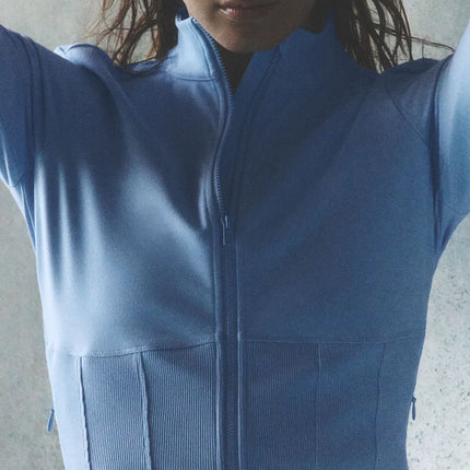 alo Women's Airbrush Corset Full Zip Jacket Light Provence Blue