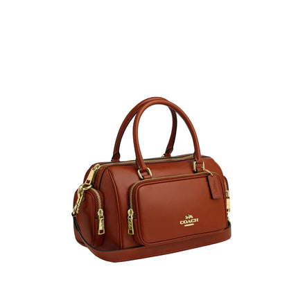 Coach Women's Rowan Satchel Bag With Pockets Gold/Cinnamon