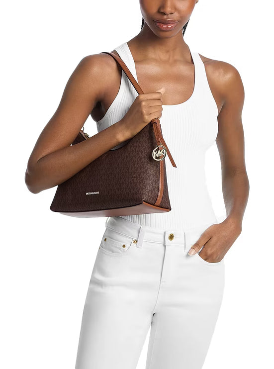 Michael Kors Women's Sammy Medium Signature Logo Convertible Shoulder Bag Brown/Gold