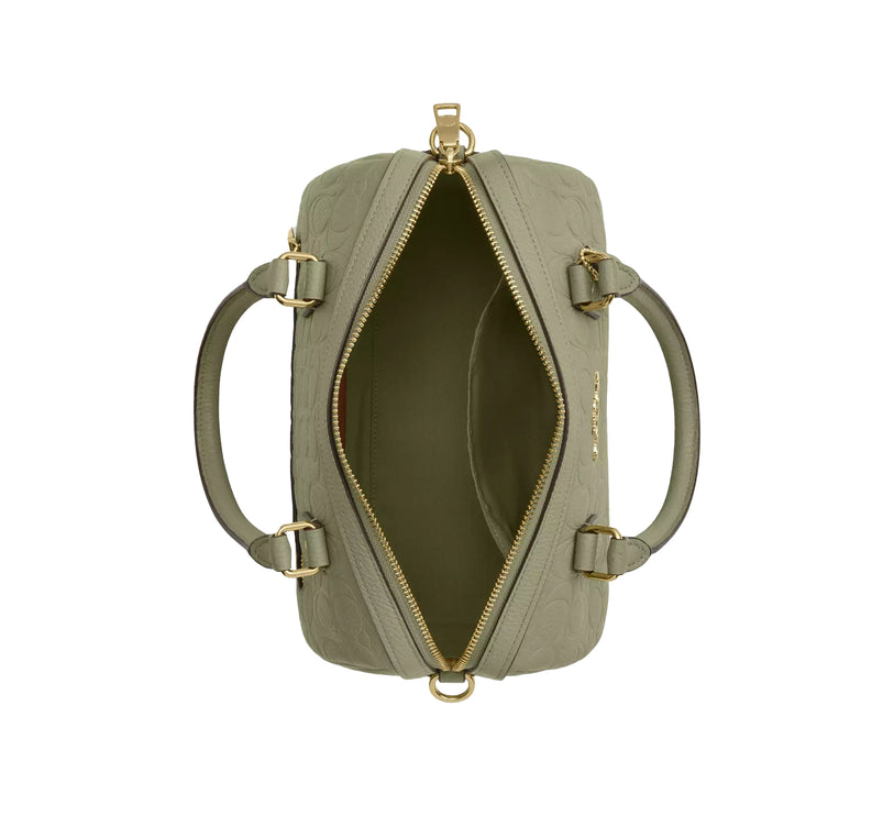 Coach Women's Rowan Satchel Bag In Signature Leather Gold/Pistachio