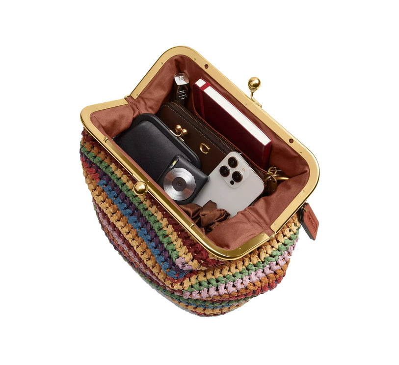 Coach Women's Kisslock Frame Bag 27 Brass/Multi