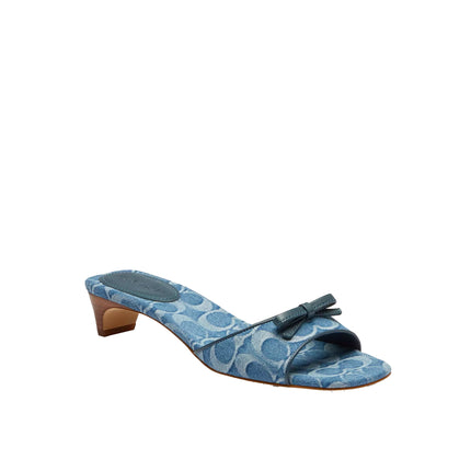 Coach Women's Bow Kitten Heel Sandal In Signature Denim Indigo