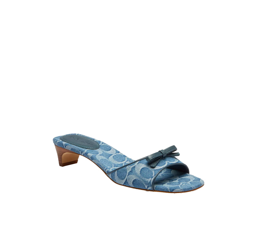 Coach Women's Bow Kitten Heel Sandal In Signature Denim Indigo