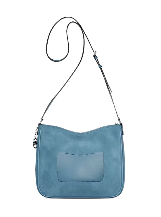 Michael Kors Women's Nayla Medium Suede Messenger Bag Denim/Silver
