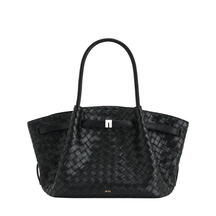 JW PEI Women's Hana Medium Weave Texture Tote Bag Black