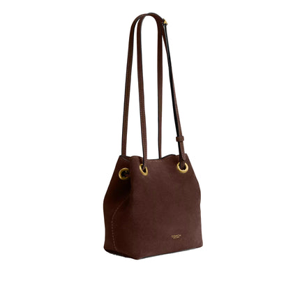 Coach Women's Jade Drawstring Bag Suede/Brass/Dark Chocolate