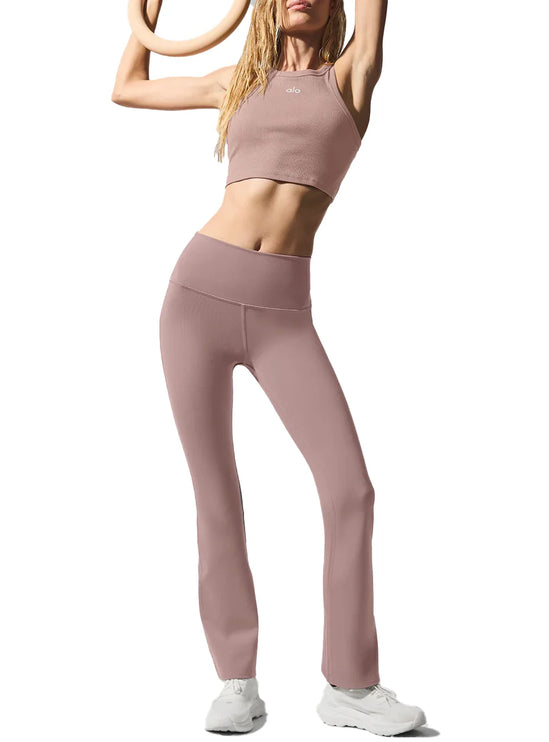 alo Women's Airbrush High-Waist 7/8 Bootcut Legging - Taupe