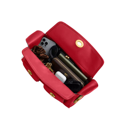 Coach Women's Turnlock Haversack Bag Brass/Scarlet