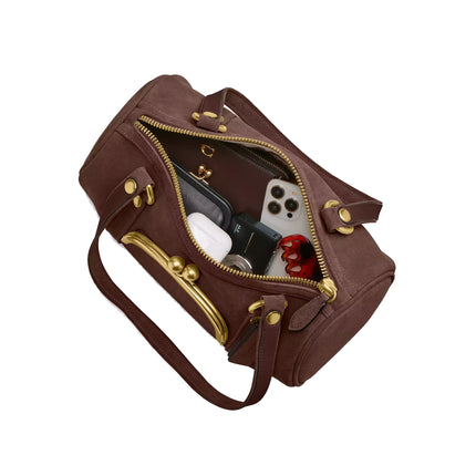 Coach Women's Kisslock Barrel Bag Brass/Dark Chocolate