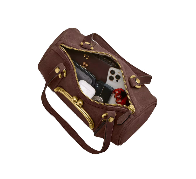 Coach Women's Kisslock Barrel Bag Brass/Dark Chocolate