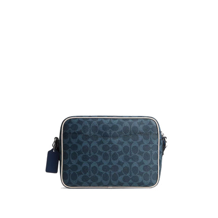 Coach Unisex Colton Crossbody Bag 25 In Signature Canvas With Coach Graphic Silver/Ink Blue