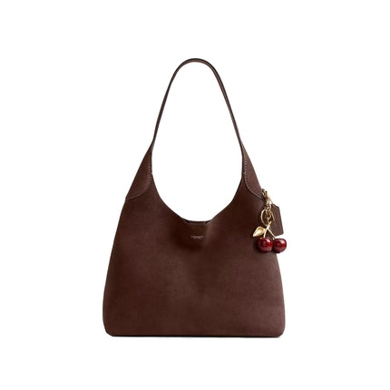 Coach Women's Brooklyn Shoulder Bag 34 Suede/Brass/Dark Chocolate
