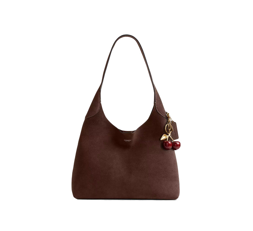 Coach Women's Brooklyn Shoulder Bag 34 Suede/Brass/Dark Chocolate