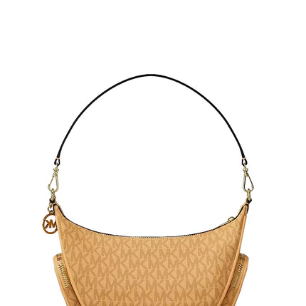 Michael Kors Women's Merritt Small Signature Logo Convertible Shoulder Bag Honeywheat/Gold