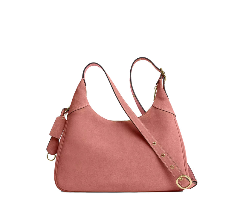 Coach Women's Ella Shoulder Bag Suede/Gold/Blush Pink