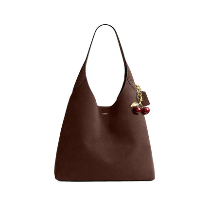 Coach Women's Brooklyn Shoulder Bag 39 Suede/Brass/Dark Chocolate