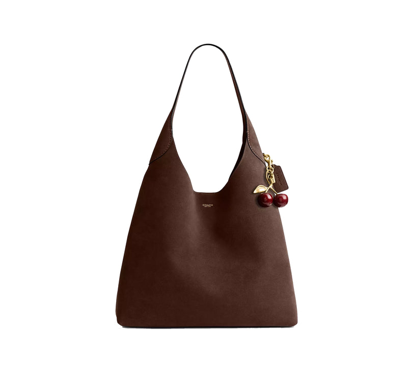 Coach Women's Brooklyn Shoulder Bag 39 Suede/Brass/Dark Chocolate