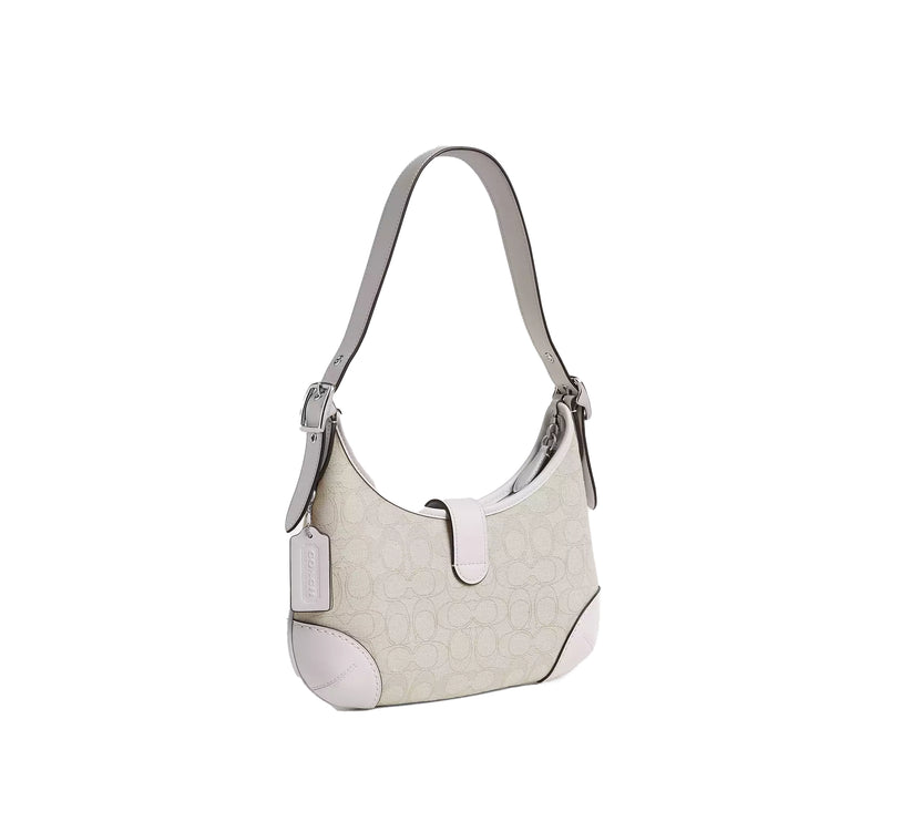 Coach Women's Hamptons Hobo Bag In Signature Jacquard Silver/Cloud Chalk