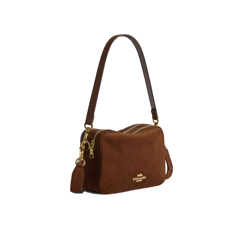 Coach Women's Carey Crossbody Bag Suede/Gold/Warm Brown